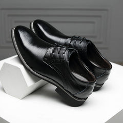Men's Faux Leather Oxford Dress Shoes | Refined Smart-Casual Timeless Comfort Fit for Office Wear & Smart Casual Wear in Black