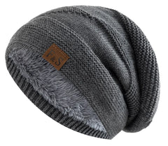 Unisex Winter Beanie | Fleece Lined & Warm | Soft Acrylic Fabric | Casual Wear | Voxeya in Grey