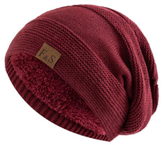 Unisex Winter Beanie | Fleece Lined & Warm | Soft Acrylic Fabric | Casual Wear | Voxeya in Red