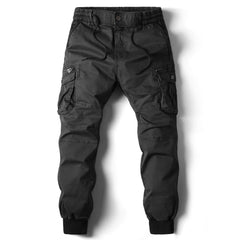 Men's Durable Utility Cargo Trousers | Multi-Pocket Tapered Stretch Slim Fit for Everyday Wear & Smart Casual Wear in Black