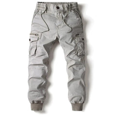 Men's Rugged Utility Stretch-Fit Cargo Trousers | Tapered Multi-Pocket Fit for Everyday Wear & Smart Casual Wear in Light Grey