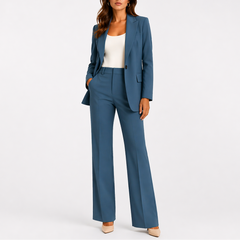 Women's Tailored Trouser Suit | Woven Regular Fit for Office, Business Meetings & Formal Wear in Navy