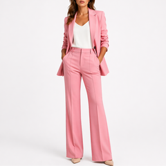 Women's Tailored Trouser Suit | Woven Regular Fit for Office, Business Meetings & Formal Wear in Pink
