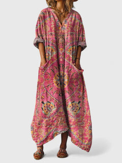Women's A-Line Dress | Flowing Fit & Versatile Design | Summer & Festive Wear | Voxeya in Red