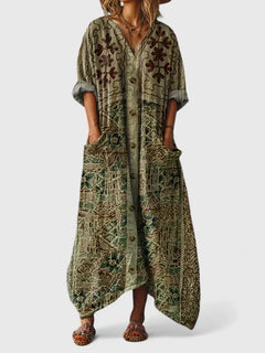 Women's A-Line Dress | Flowing Fit & Versatile Design | Summer & Festive Wear | Voxeya in Green