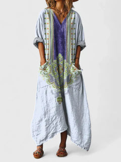 Women's A-Line Dress | Flowing Fit & Versatile Design | Summer & Festive Wear | Voxeya in Blue Purple