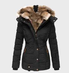 Women's Black Puffer Jacket | Slim Fit & Water-Repellent | Autumn Winter Essential | Voxeya in Black