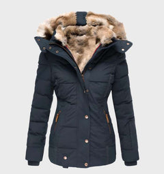 Women's Black Puffer Jacket | Slim Fit & Water-Repellent | Autumn Winter Essential | Voxeya in Blue