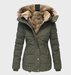 Women's Black Puffer Jacket | Slim Fit & Water-Repellent | Autumn Winter Essential | Voxeya in Green