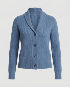 Women's Cardigan | Lapel Collar & Button Front | Standard Fit Everyday Layering | Black in Light blue