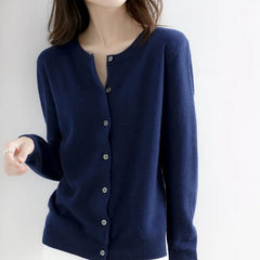 Women's Cardigan | Soft Knit & Button Front | Tailored Silhouette | Voxeya in Navy Blue