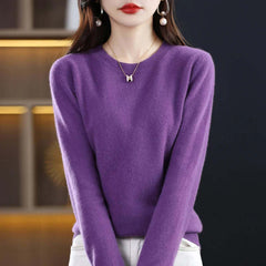Women's Cashmere Sweater | Soft & Lightweight Knit | Casual & Formal Wear | Voxeya in Purple