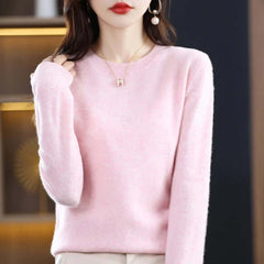 Women's Cashmere Sweater | Soft & Lightweight Knit | Casual & Formal Wear | Voxeya in Light Pink