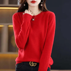 Women's Cashmere Sweater | Soft & Lightweight Knit | Casual & Formal Wear | Voxeya in Red