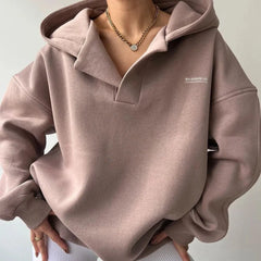 Women's Hoodie | Hooded V-Neck & Relaxed Fit | Casual Everyday Style | Soft Fabric in Pink