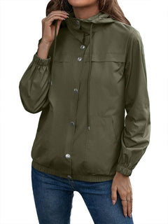 Women's Jacket | Hooded & Snap-Front Closure | Casual Everyday Style | Dark Grey | Voxeya in Green