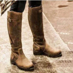 Women's Knee High Boots | Waterproof & Insulated | Slip-Resistant Sole | Winter Riding Style | Voxeya in Brown