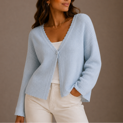 Women's Knit Cardigan | Lightweight & V-Neck | Relaxed Fit Everyday Wear | Voxeya in Blue