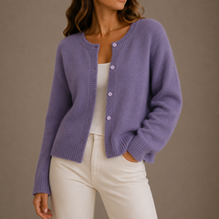 Women's Knit Cardigan | Soft Texture & Button-Up Front | Relaxed Fit Layering | Voxeya in Purple
