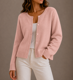 Women's Knit Cardigan | Soft Texture & Button-Up Front | Relaxed Fit Layering | Voxeya in Pink
