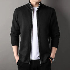 Women's Knit Jacket | Lightweight & Soft | Full-Zip & Stand-Up Collar | Casual Fall Wear | Voxeya in Black