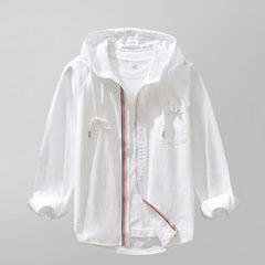 Women's Linen Hoodie | Lightweight & Breathable Fabric | Relaxed Fit Layering | Voxeya in White