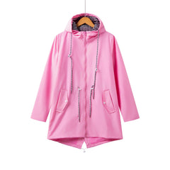 Women's Longline Jacket | Hooded & Drawcord Detail | Relaxed Fit Casual Outerwear | Voxeya in Pink