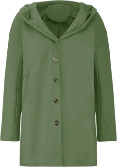 Women's Longline Winter Coat | Hood & Notch Lapel | Warm & Versatile in Green