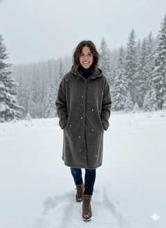 Women's Longline Winter Coat | Hood & Notch Lapel | Warm & Versatile in Black