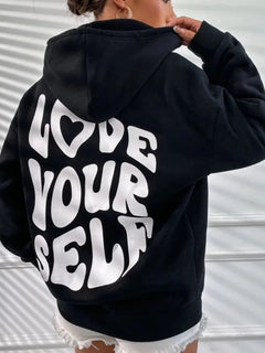Women's Oversized Hoodie | Soft Fabric & Kangaroo Pocket | Casual Autumn Wear | Voxeya in Black