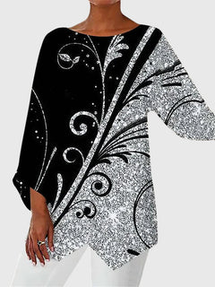 Women's Printed Crew Neck Top | Relaxed Fit & Breathable Fabric | Casual & Smart-Casual | Voxeya in Style 6
