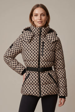 Women's Puffer Jacket | Quilted & Belted Waist | Adjustable Hood & Ribbed Cuffs | Casual Winter Wear | Voxeya in White