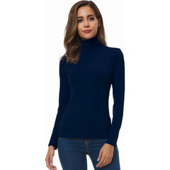 Women's Slim Fit Turtleneck | Lightweight & Breathable | Layering Essential | Voxeya in Marine blue
