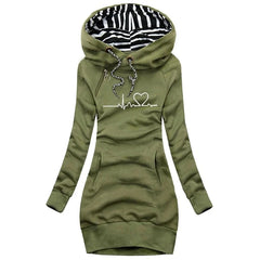 Women's Sweater Dress | Hooded & Loose Fit | Casual Autumn Wear | Voxeya in Green