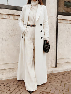 Women's Trench Coat | Double-Breasted & Structured Fit | Tailored Look | Voxeya in White