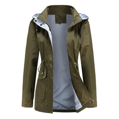 Women's Utility Jacket | Hooded & Drawcord Waist | Streamlined Fit | Voxeya in Green