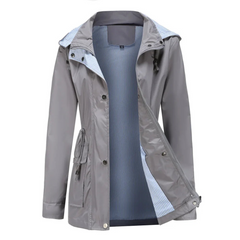 Women's Utility Jacket | Hooded & Drawcord Waist | Streamlined Fit | Voxeya in Gray