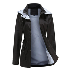 Women's Utility Jacket | Hooded & Drawcord Waist | Streamlined Fit | Voxeya in Black