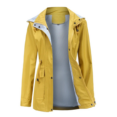 Women's Utility Jacket | Hooded & Drawcord Waist | Streamlined Fit | Voxeya in Yellow