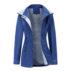 Women's Utility Jacket | Hooded & Drawcord Waist | Streamlined Fit | Voxeya in Blue