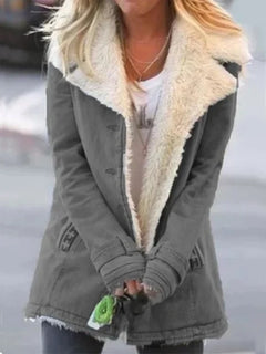 Women's Utility Jacket | Sherpa Lined & Button Front | Versatile Layering in Grey