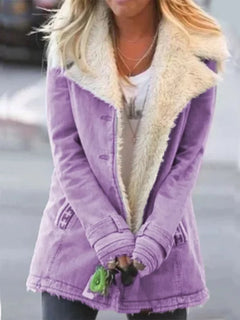 Women's Utility Jacket | Sherpa Lined & Button Front | Versatile Layering in Purple