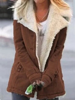 Women's Utility Jacket | Sherpa Lined & Button Front | Versatile Layering in Brown