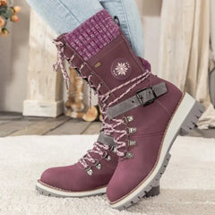 Women's Winter Boots | Insulated & Water-Resistant | Mid-Calf Lace-Up Design | Voxeya in Purple