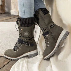 Women's Winter Boots | Insulated & Water-Resistant | Mid-Calf Lace-Up Design | Voxeya in Green