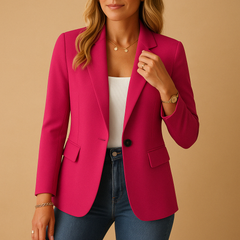 Women's Tailored Blazer | Woven Regular Fit for Office, Business & Smart Casual Wear in Pink