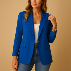 Women's Tailored Blazer | Woven Regular Fit for Office, Business & Smart Casual Wear in Blue