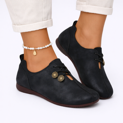 Women's Leather Slip-On Loafers | Cushioned Comfort Fit for Office, Smart Casual, Work & Everyday Wear in Black