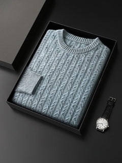 Unisex Wool Blend Sweater | Cable-Knit Ribbed-Cuff Breathable Regular Fit for Office Wear & Autumn & Winter Wear in Turqoise