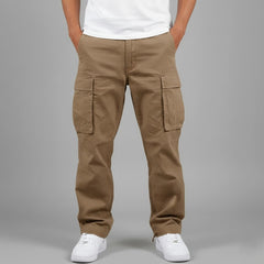 Men's Multi-Pocket Utility Cargo Trousers | Durable Streetwear Relaxed Fit for Everyday Wear & Smart Casual Wear in Brown